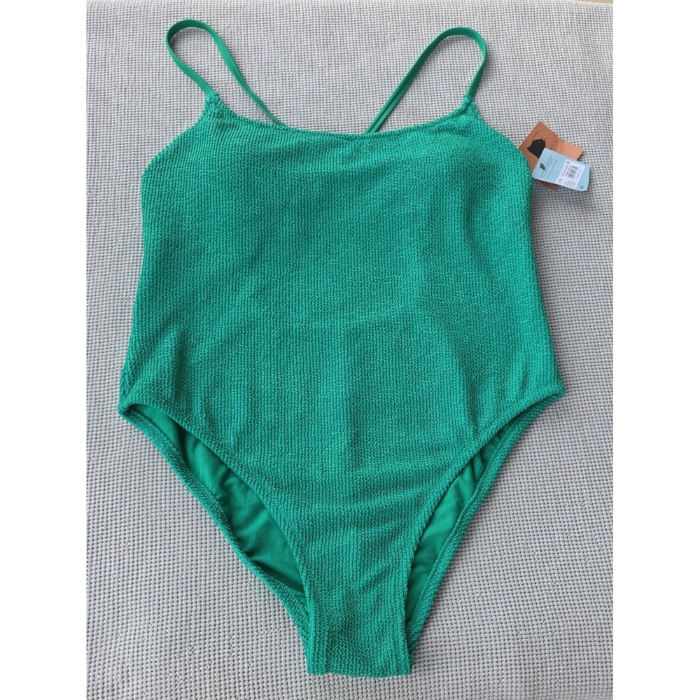 Shade And Shore Women's Green High Leg Cheeky One Piece Swimsuit Size MED (391)